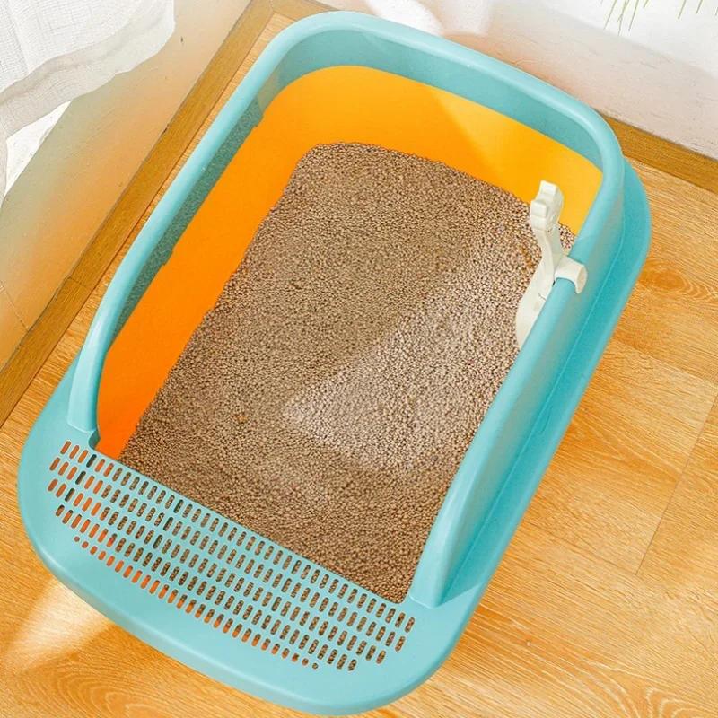 Extra Large Semi Closed Cat Litter Box - Pet Bedpan Potty Toilet, Suitable for Medium Large Cats Rabbits & Small Animals