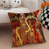 K-Klimt Kunst Meisterwerk Kissenbezug Überwurf Kissenbezug Versteckter Knopf Langlebiges Polyester Stuhlkissen
