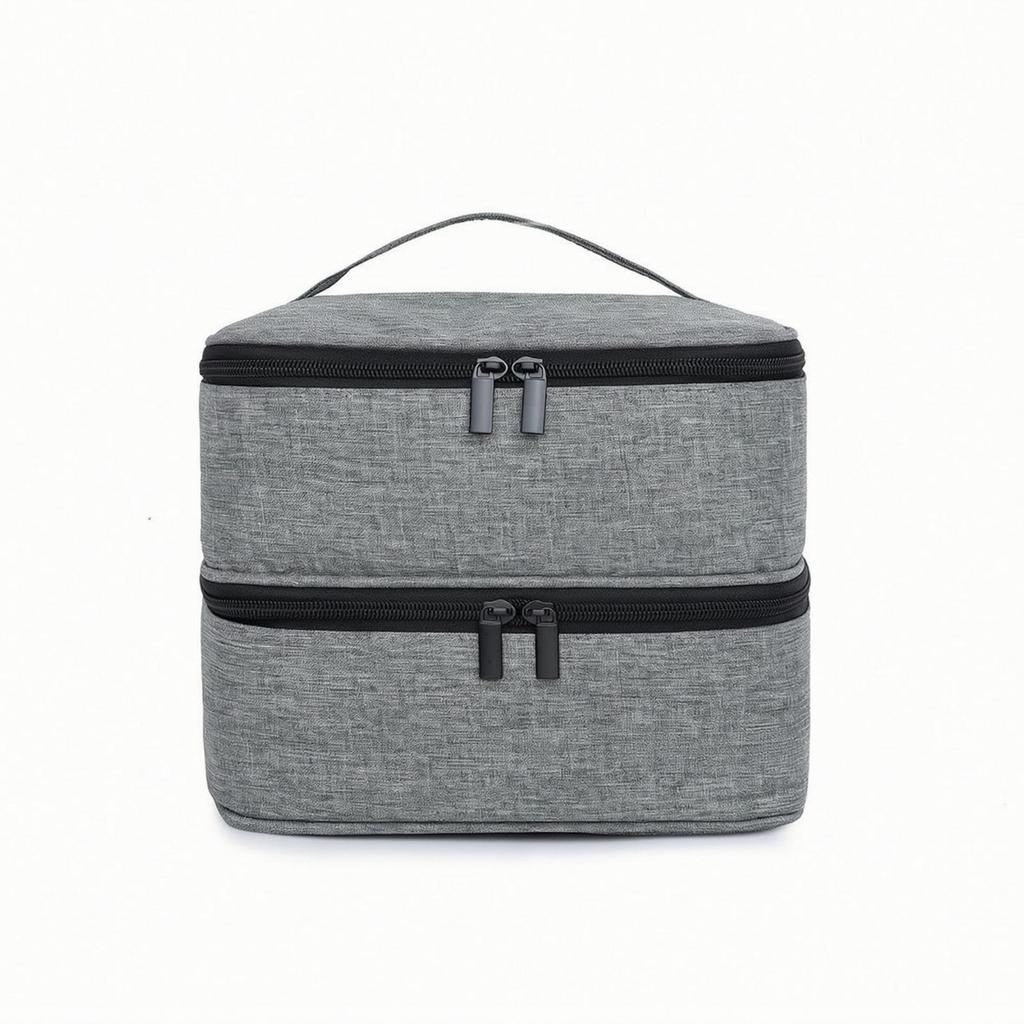 Double-Layer Storage Bag Lightweight Makeup with Handle Boxy for Travel