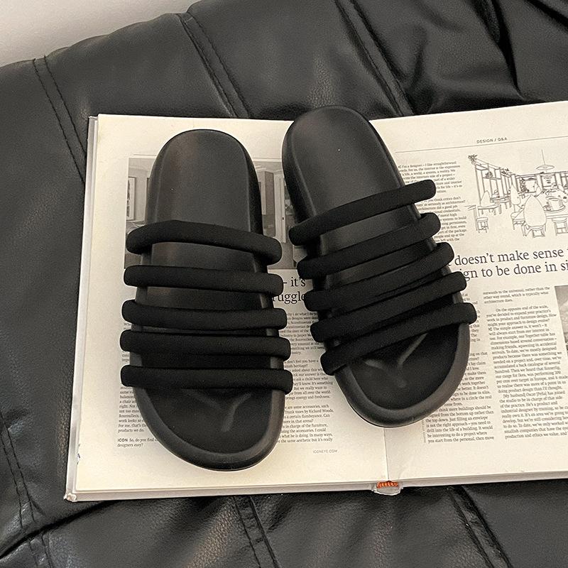 Retro-Design dünne Hausschuhe Damen Sommer runder Kopf Mode vielseitig lässig mit Rock Tasche Kopf kühle Hausschuhe