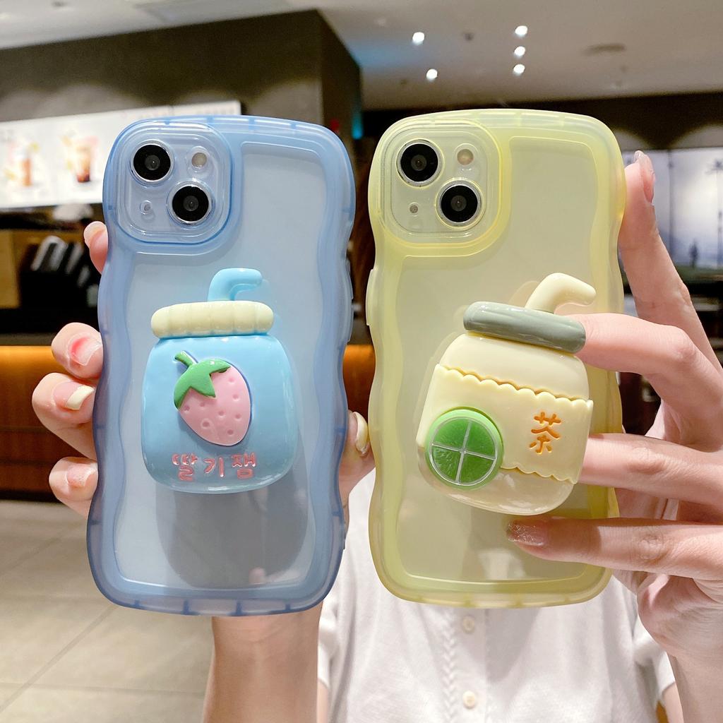 Applicable To Apple 15PRO Wavy Side Beverage Stand Mobile Phone Case IPhone 12 Soft Shell Anti-fall Color Protection Case