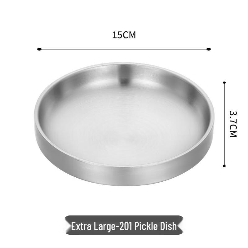 ZISIZ 14cm Double-Layer 304 Stainless Steel Side Dish Plates, Set of 3