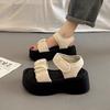 Fashion Fashion Wedge Women's Sandals Summer New Solid Color Women Thick-bottom Beach Sandals Flip Flops Ankle Strap Slingback Sandalias