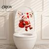Decorative Glass Stickers for Christmas Cartoon Santa Claus Toilet Seat Sticker, Waterproof PVC & Colorful Wall Lights Decal, Removable Lid