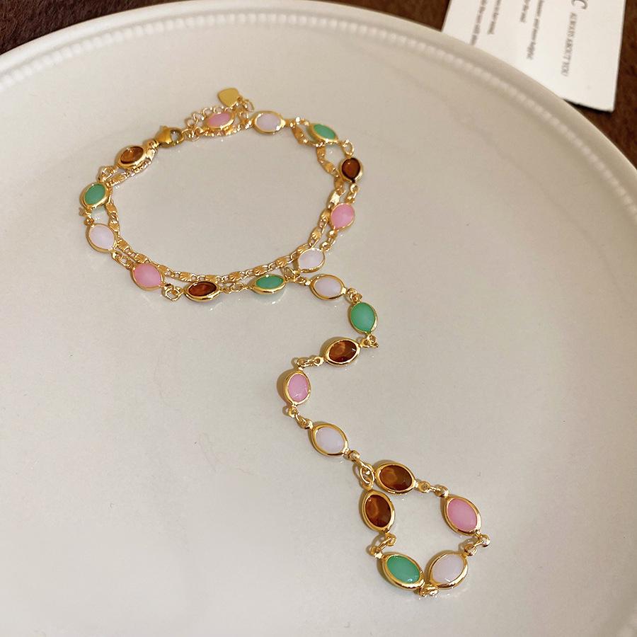 Богемное овальное ожерелье с кисточкой из смолы: Ретро-цепочка на ключицы в этническом стиле