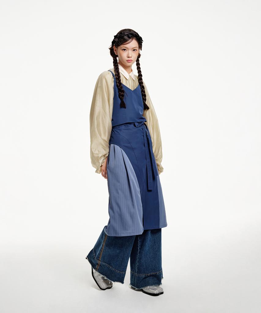 Eipeuleonwei Bullet Cut Apron Dress Blue Size 2