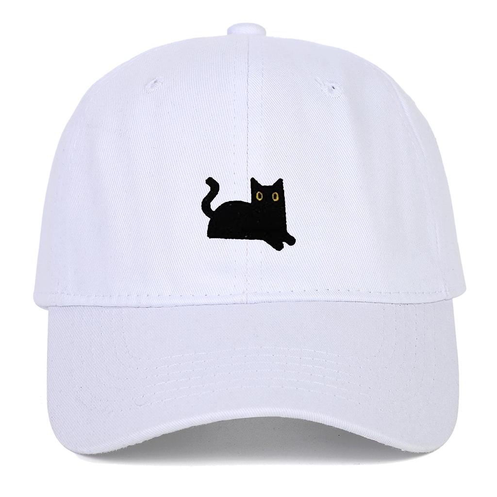 Black Cat Embroidery Soft Brim Baseball Cap - Unisex Summer Sun Hat, Outdoor Hip Hop Style