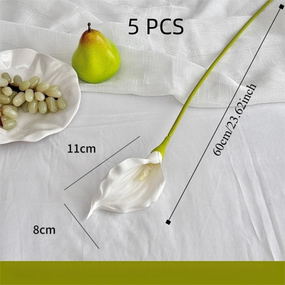 White Artificial Calla Lily Flowers EVA Wedding Bouquet New Faux Plants Photography Props
