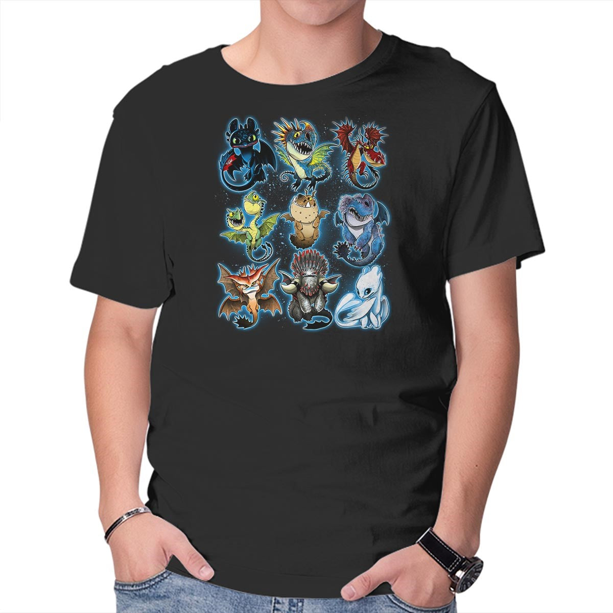 Unisex Crew Neck T-Shirt Trained Dragons Graphic Short Sleeve Casual Tee XS