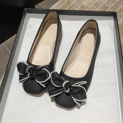 Bow Low-heeled Single Shoes Women's 2025 New Shallow Spring and Autumn Soft-soled Shoes Women's Shoes New