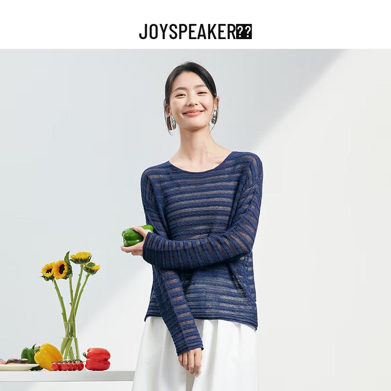 JOY SPEAKER Women's Round Neck Cutout Knit Sweater