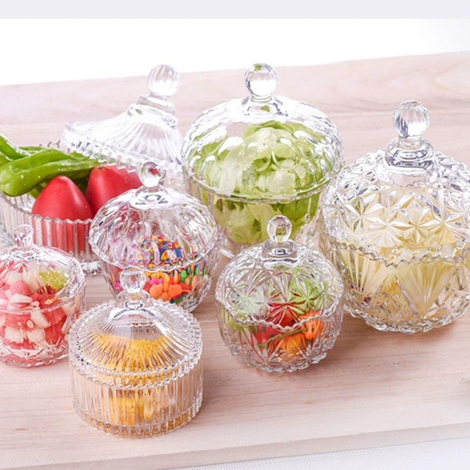 European Glass Candy Jar with Lid – Transparent Storage for Tea, Snacks, Seasonings, Candy, and Dried Fruit