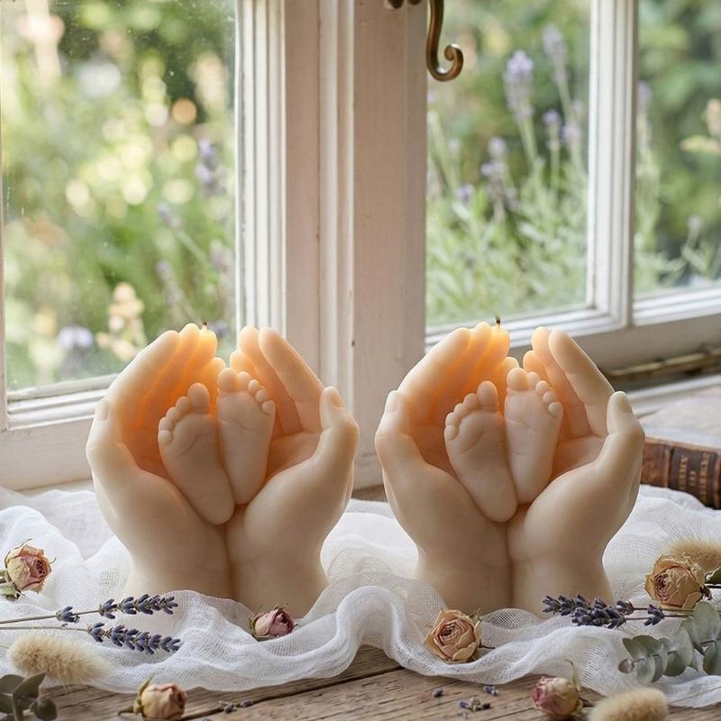 Hand Hold Infant Feet Silicone Mold Food Grade Silicone For Epoxy Resin Making Candle Soap And Baby Showers Decoration