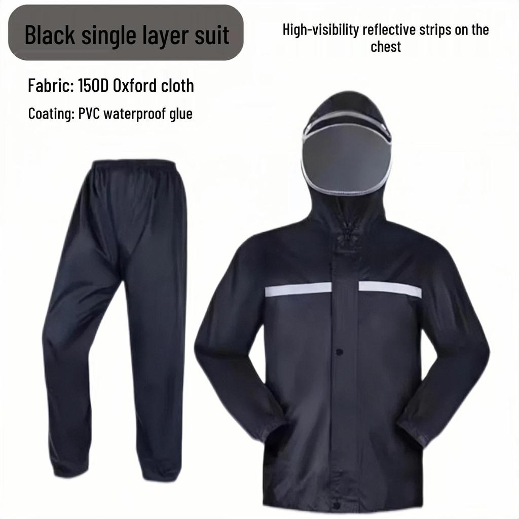 Marineblauer reflektierender Regenmantel und Hose für Herren - Wasserdicht, verdickt, zweiteilig, ideal für Sicherheits- und Sanitätsarbeiter