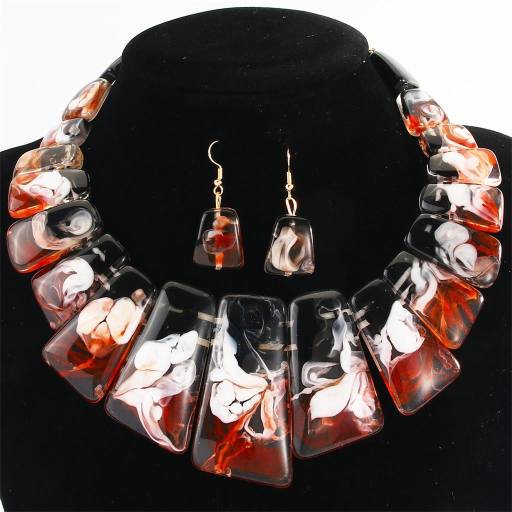 Clavicle Chain Necklace and Drop Earrings Set Distinctive Necklace and Earrings Set for Women Who Love Vintage Charm