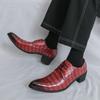Fashion British Gentleman Men's Pointed Crocodile Pattern Lace Up Oxford Shoes Designer Formal Wedding Prom Dress Homecoming Footwear