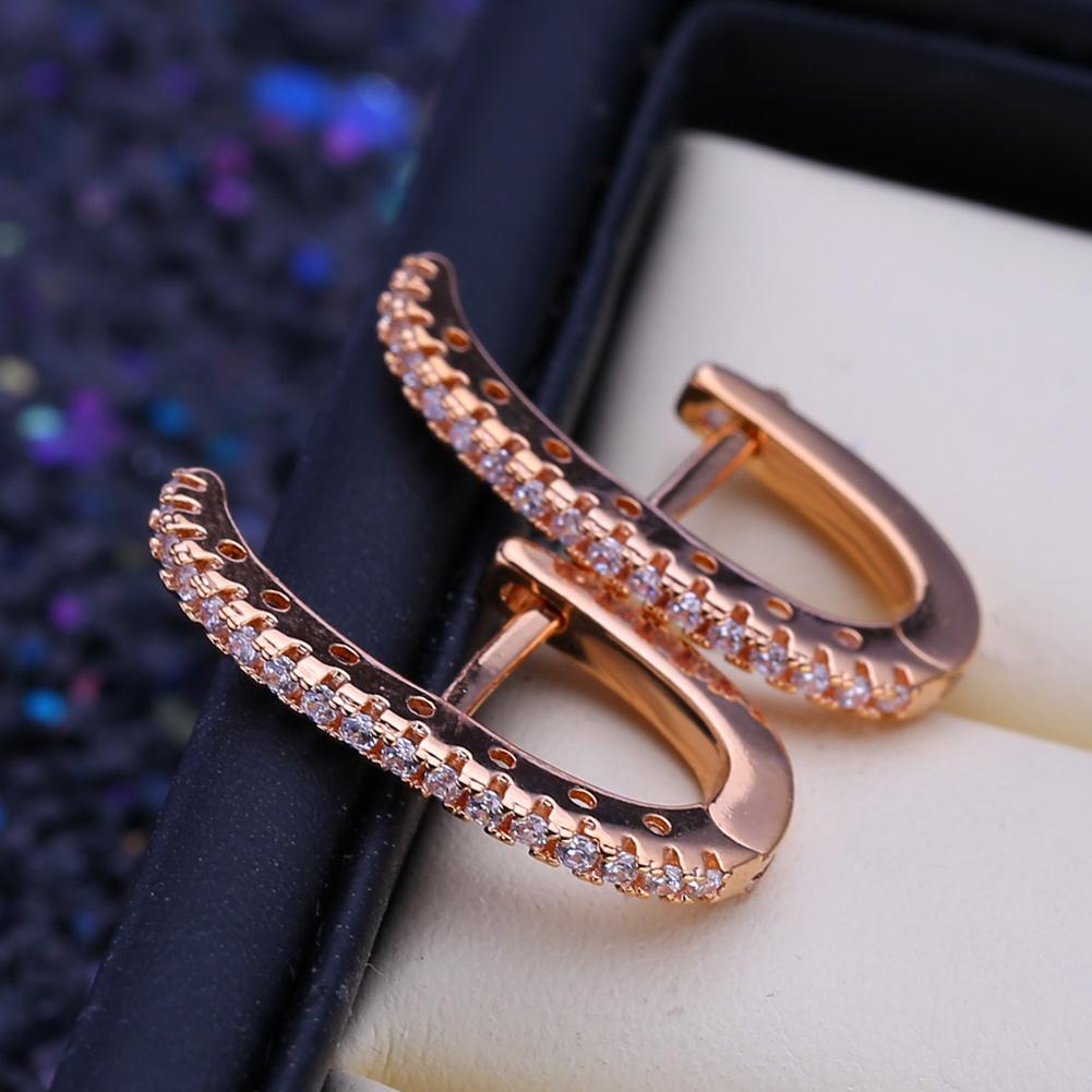 FEEYOO Clip-Ohrringe, Roségoldfarben, modische Ohrringe für Damen, Zirkonia, Ohrstecker, Schmuck