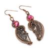 Pink Spiny Oyster 999 Copper Wire Wrapped Earrings, Handmade Gemstone Jewelry Earrings, For Memorial Day