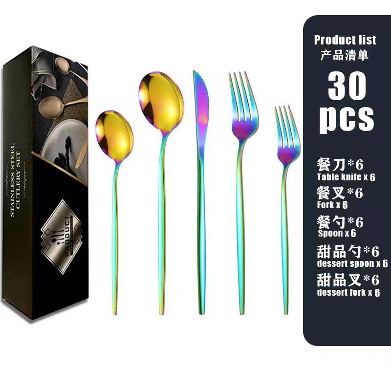Portuguese Stainless Steel Tableware 20/30 Piece Set Western Food Steak Knife Fork Spoon Gift Box Set