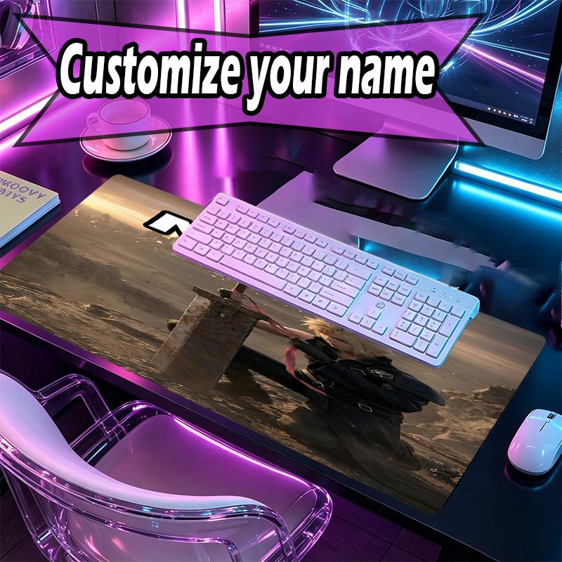Custom Name Personalized Final Fantasy Pattern Mousepad, Laptop PC Desk Mat, Decorative Desk Mat for Home Keyboard Pad Gift