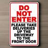 Metal Wall Sign No Entry for Trucks, Delivery To Door Only Sign