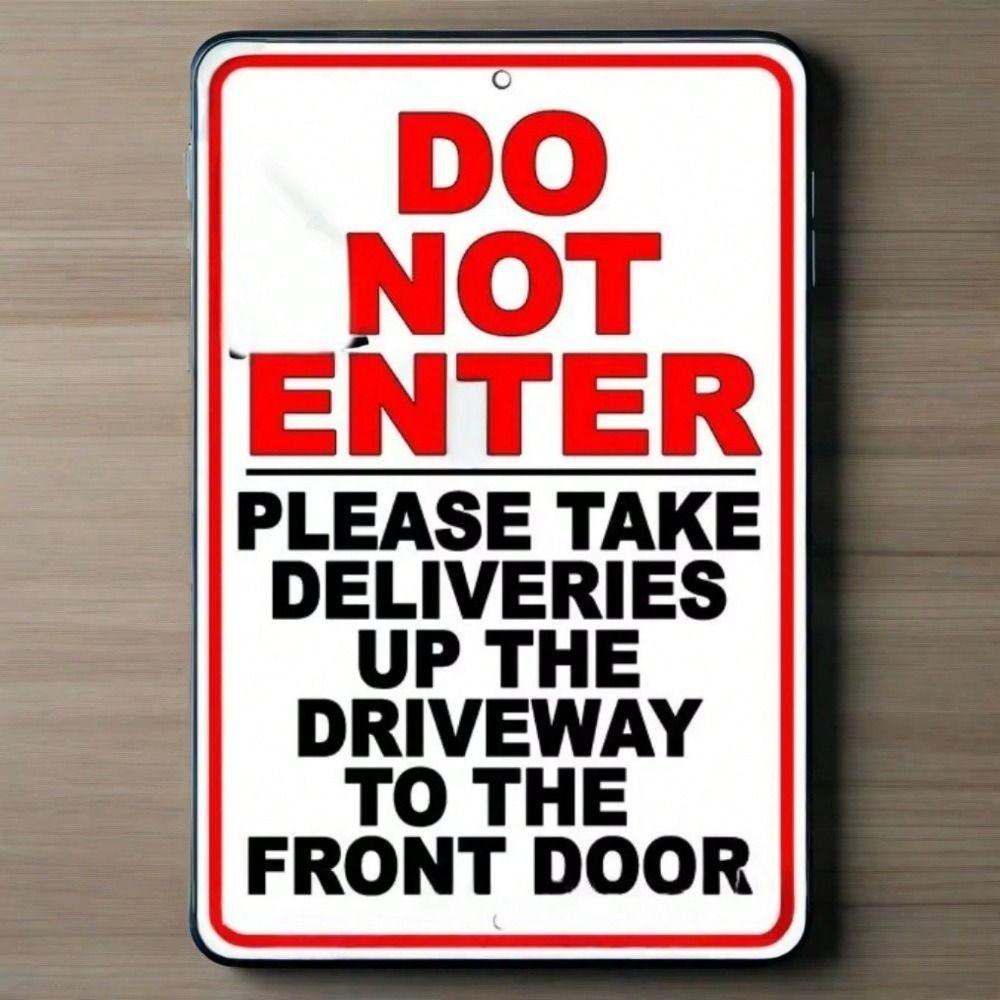 Metal Wall Sign No Entry for Trucks, Delivery To Door Only Sign