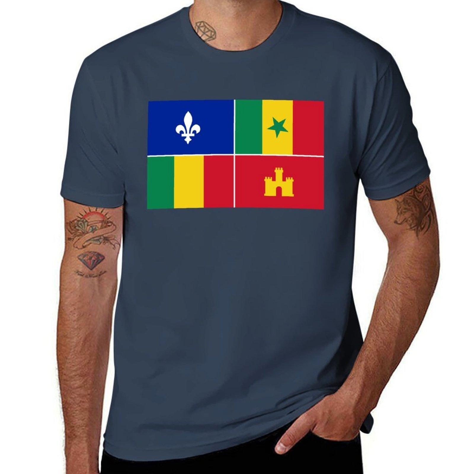 Louisiana Creole Flag Tshirt Utility Casual Work Tshirt S