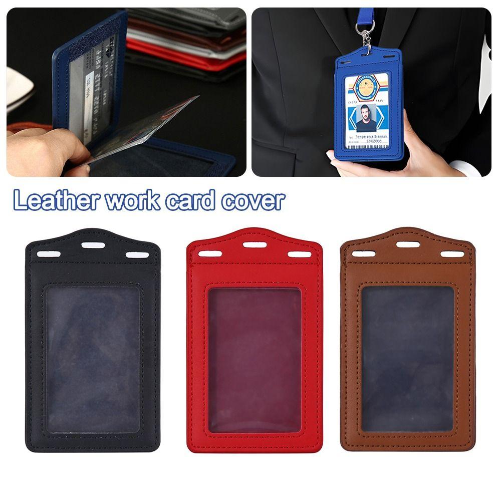 1Pc PU Leather Trifold Duty ID Card Holder Badge Holder for ID Name Card Business Name Tag Student ID Card