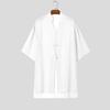 INCERUN Oversized Summer Men 3/4 Sleeve See Through Mesh Sheer Long Shirts Tops