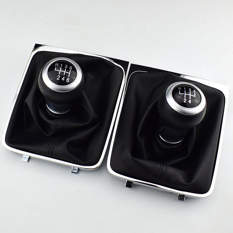 5 6 Speed Gear Head Black Shift Knob Gear Knob Boot Gaiter Frame For Volkswagen VW Passat B6