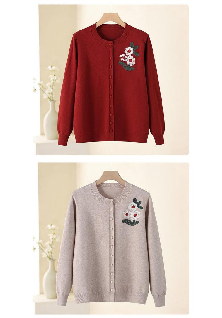 Stylish Spring 2026 Knit Sweater for Middle-Aged and Elderly Women
