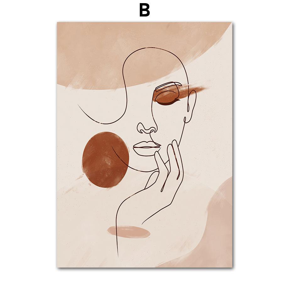 Bohemian Fashion Woman Plant Couple Abstract Lines Nordic Posters Prints Wall Art Canvas Painting Living Room Home Decor