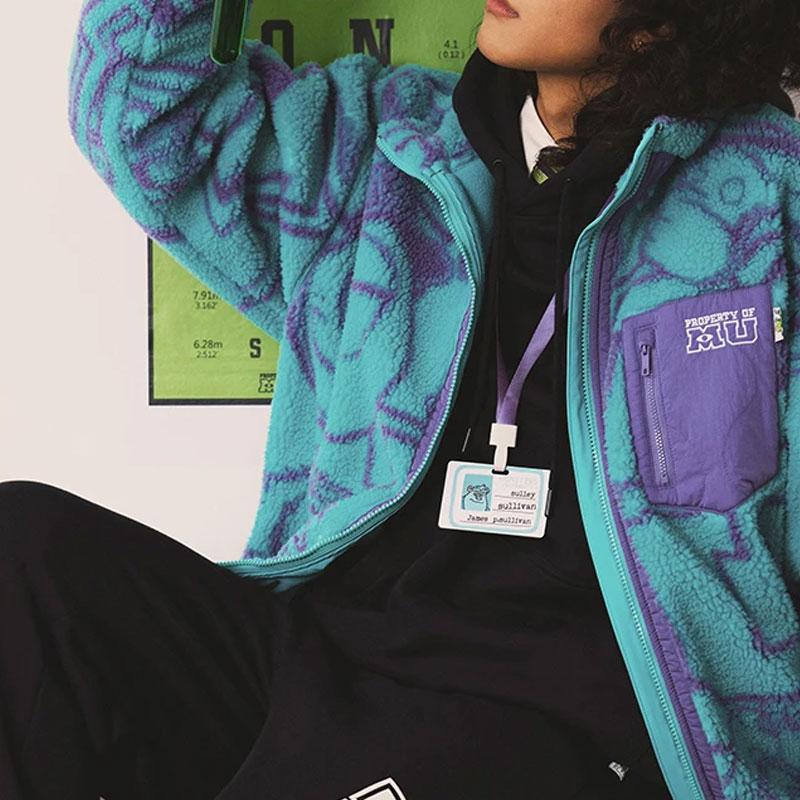 Li Ning X Disney Monsters University Kollaboration Fleece Warm Locker Gestrickte Jacke Herren Jacke Eis-Porzellan-Grün AFDT655-2