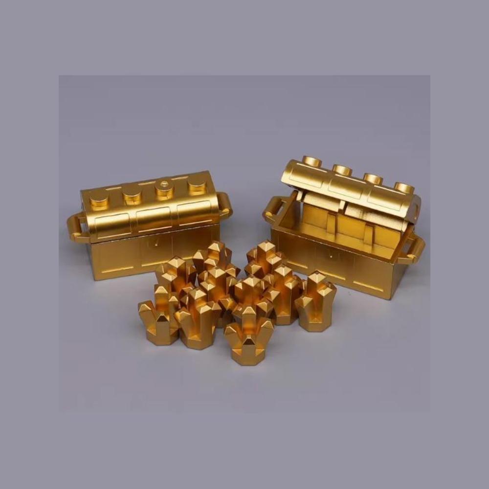 

MOC Персонаж Сцена Строительные Блоки Аксессуары Сейфы для Сокровищ Золотые и Серебряные Руды Алмазы Коробки для Долларов Ключи Игрушки Подарочные Кирпичики