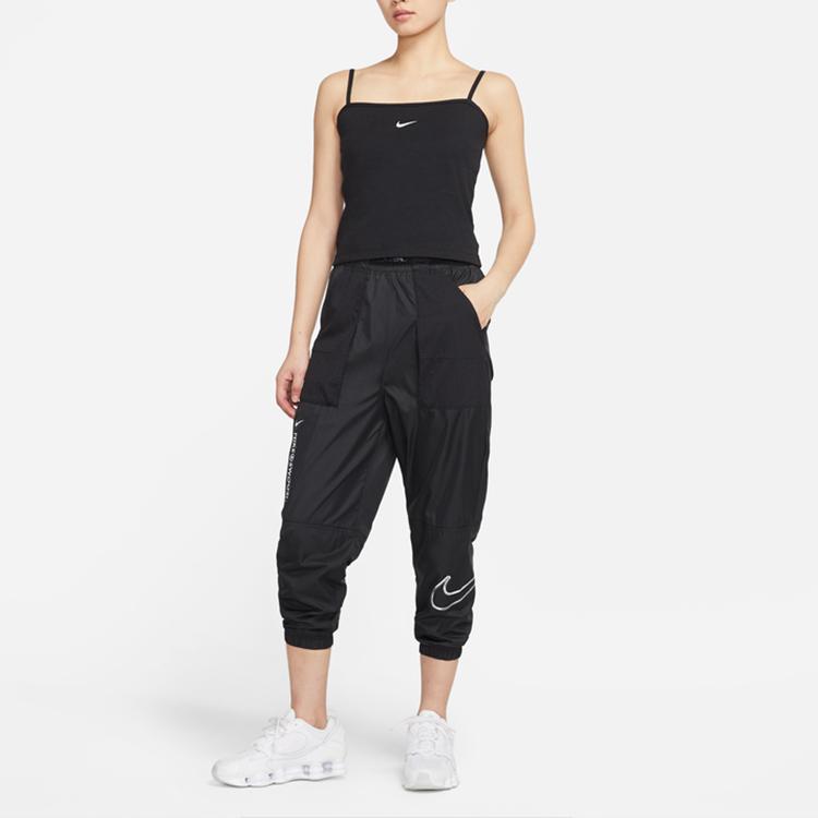 Nike Solid Color Knitted Embroidered Breathable Tank Top Women tops Black CZ9295-010