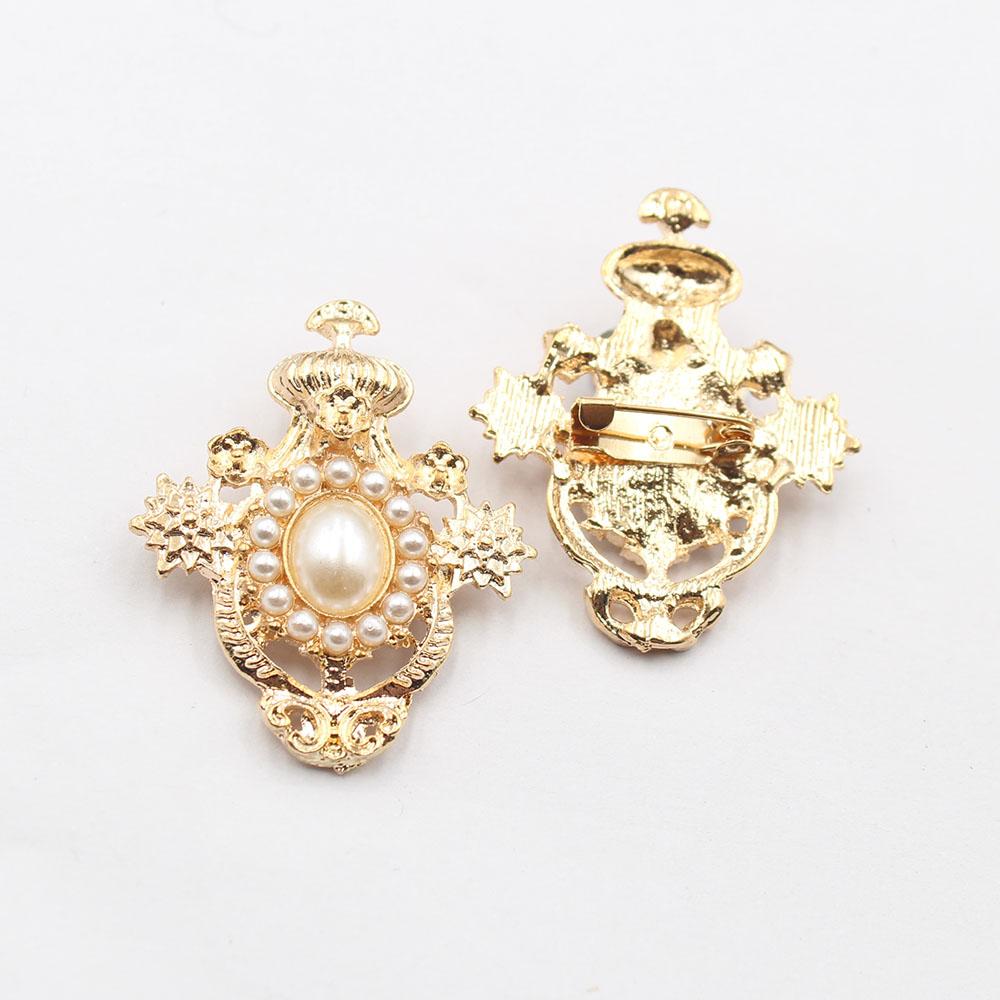 

LKERAN 2 pieces of 32 * 40MM fashionable oval pearl alloy, DIY wedding, hair accessories, brooches, clothing accessories