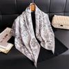 Luxury Floral Twill Print Square Scarf Women Soft Satin Kerchief Hairband Neckerchief Head Hijab Lady Headband Foulard