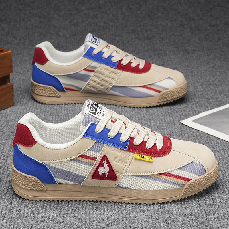 Casual men's shoes shoes white and black, red, blue, green and orange.