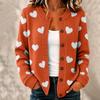Damenmode Langarm Herzmuster Offen vorne Strickjacke Pullover Oberbekleidung