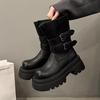 2025 Autumn and Winter New Maillard Retro Martin Boots Women's Versatile Thick-soled Stacking Boots Round Head Tall Thin Boots