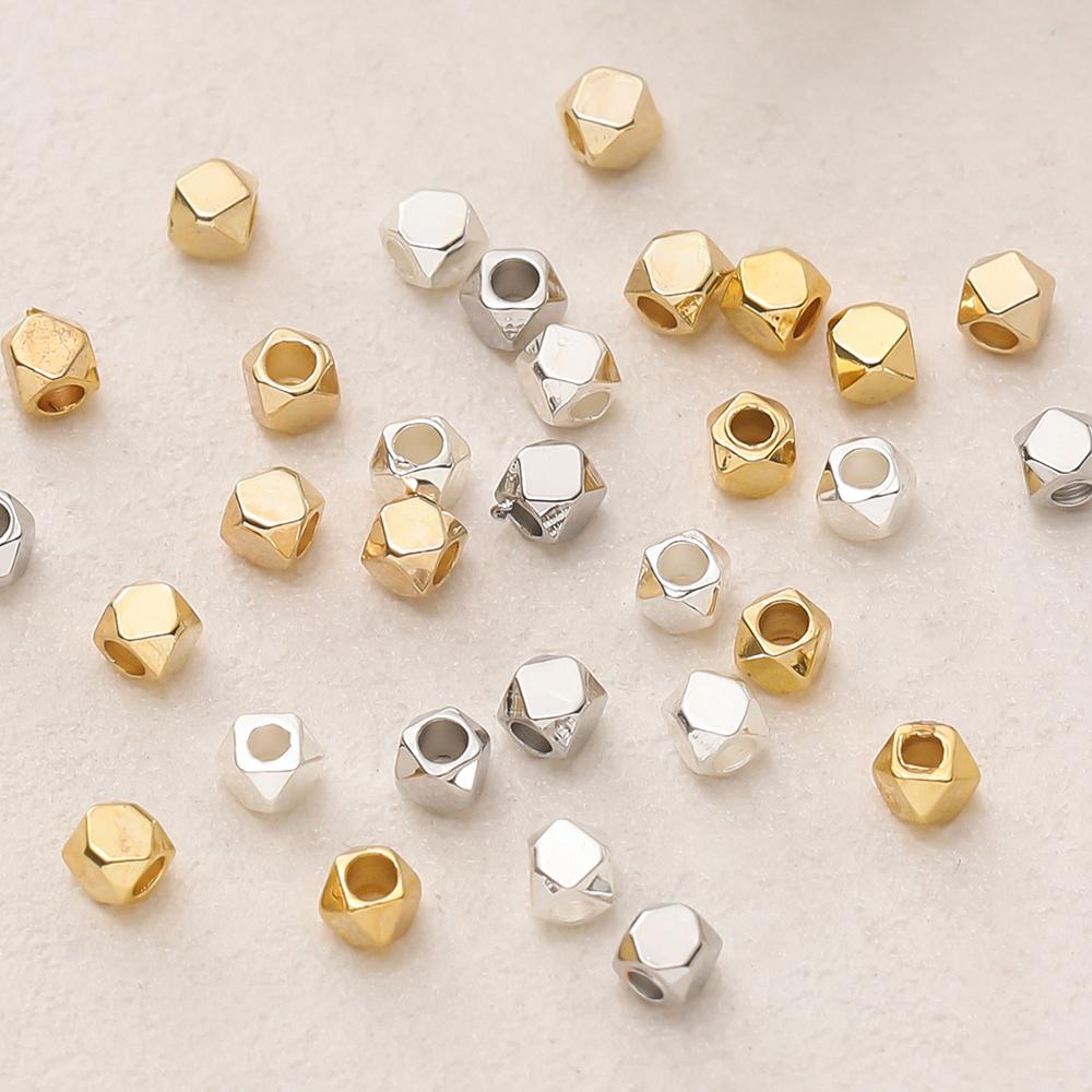 20Pcs/Pack 2*2mm 14/18K Gold Plated Polygonal Spacer Beads For Handmade DIY Jewelry Making Bracelet Necklace Accessories