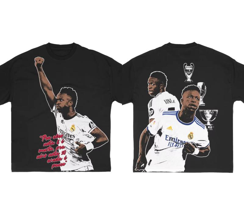 Summer Cotton T-shirt Men's Heavy Retro Tee Hip Hop Oversized Loose Short Sleeves T-shirt Vinicius Jr Print Y2k Short Sleeves