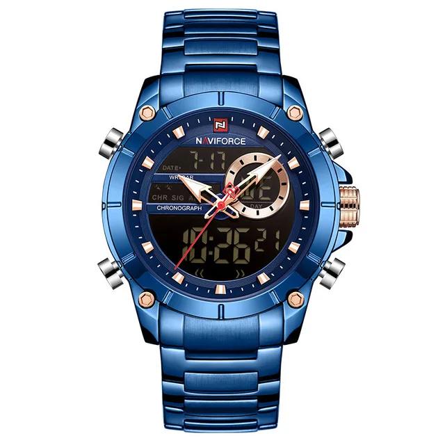 9163 Men Fashion Sport Wrist Watch Steel Waterproof Dual Display Luxury Watches Relogio Masculino Digital Quartz Watch