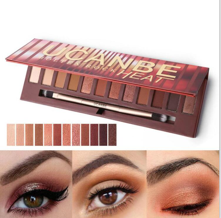 12 Colors Shimmer Matte Eyeshadow Palette Molten Rock Heat Eye Shadow Copper Amber-hued