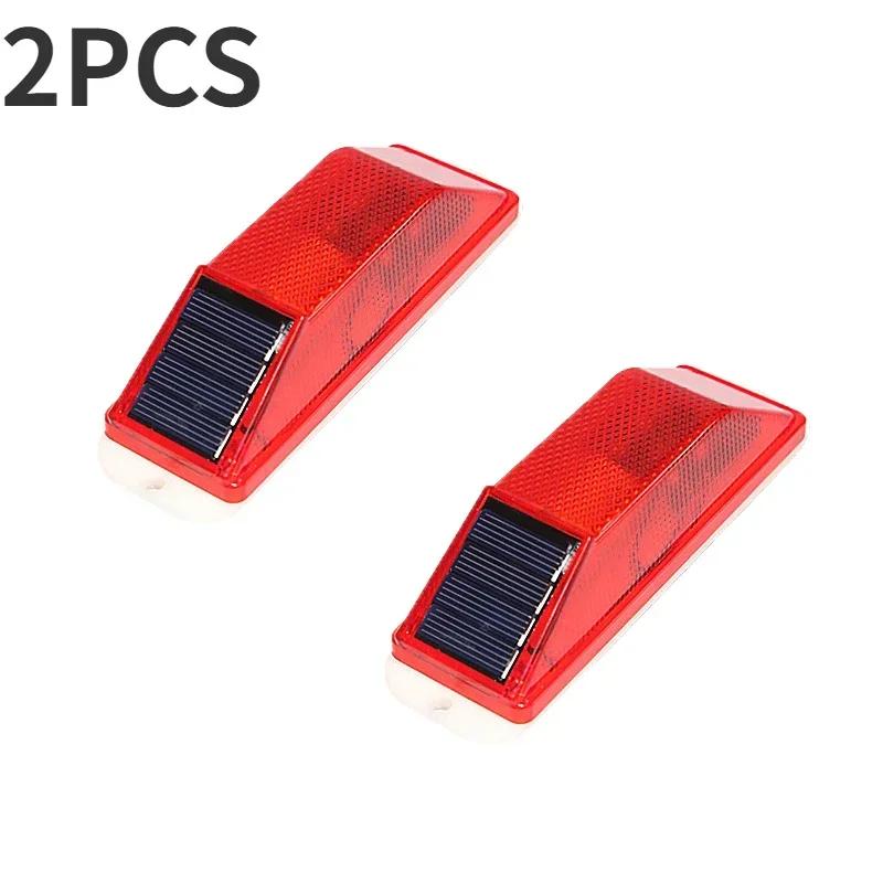 2pc Solar Strobe Warning LED Lamp Strobe Flash Traffic Caution Light Chip Control Bridge Rechargeable Night Driving Safety Light