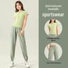 Women's High-End Quick-Dry Yoga & Running Set: Summer Half-Zip Short Sleeve Top with Loose Casual Ice Silk Pants