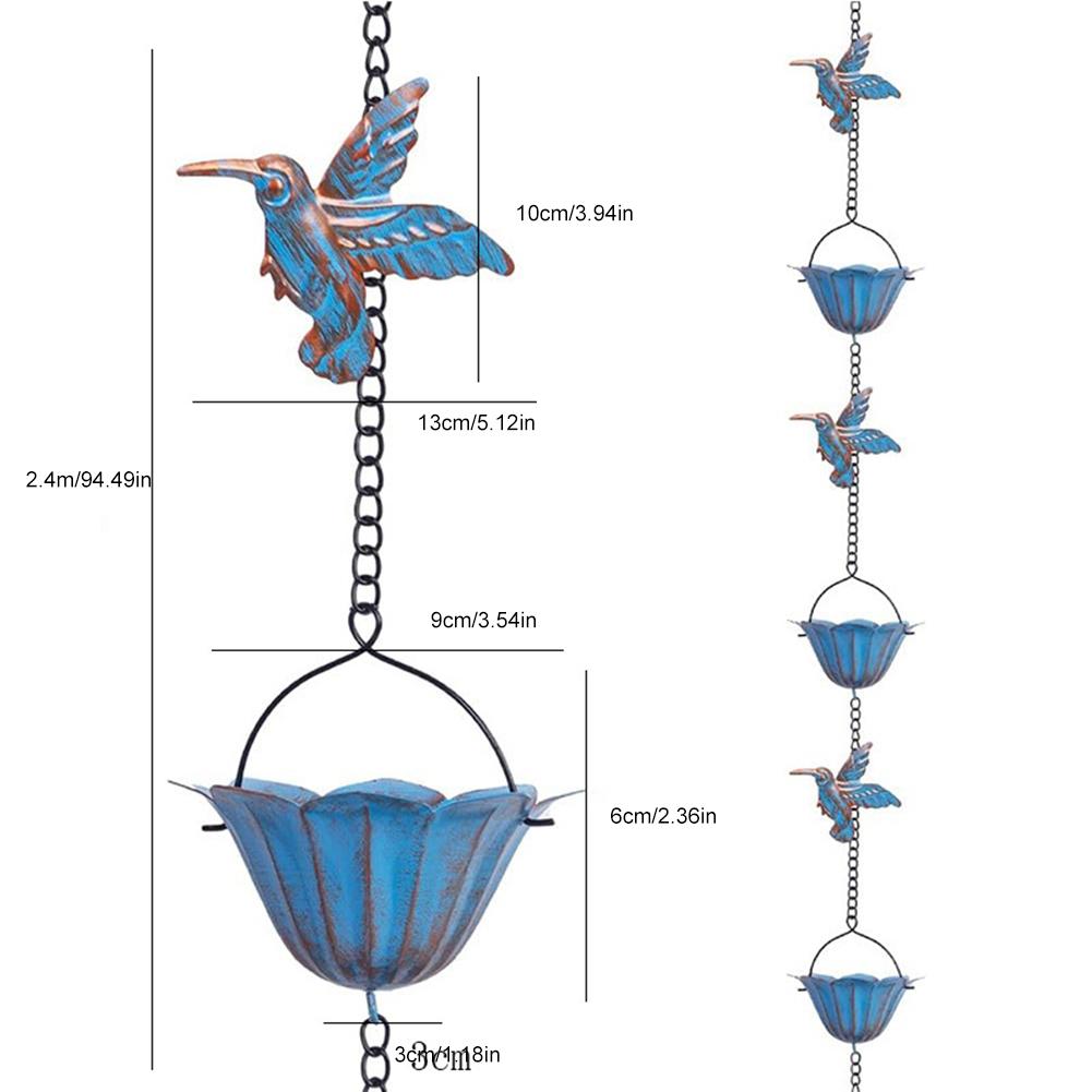 Lotus/Bird Rain Chain Outdoor Decors Hanging Rain Catcher Chain Gardening Gutters Downspouts Rain Chain Garden Decoration