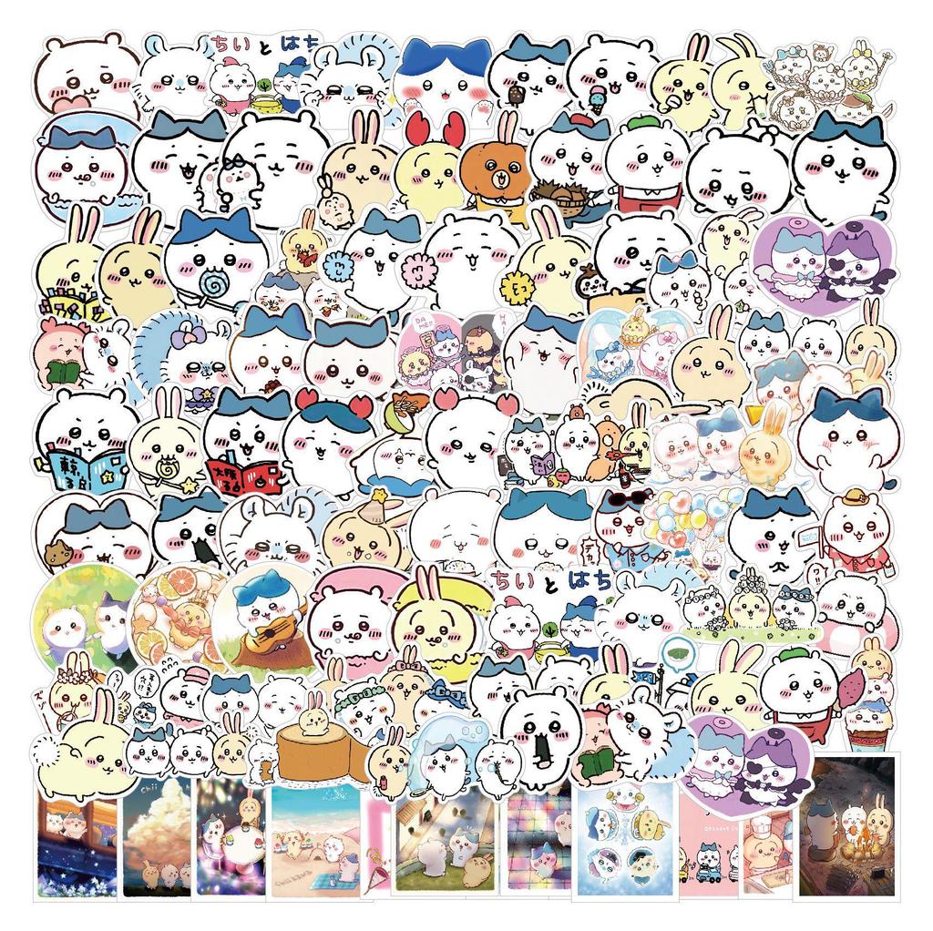 Chiikawa Sticker Pack: 100 Cute, Trendy Waterproof Stickers for Notebook, Water Bottle, Luggage, and Phone