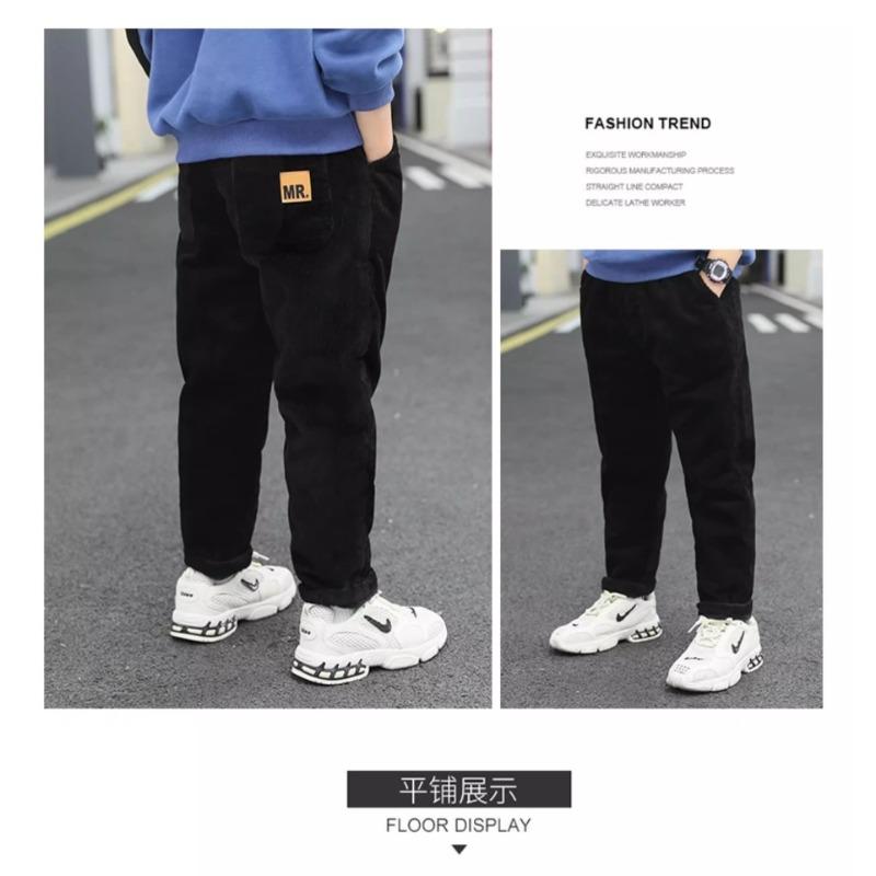 Boys Casual Fleece Lined Corduroy Long Pants Big Kids Children Trousers