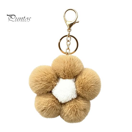 Aesthetic Handbag Pendant Plush Flower Keychain for Handbags, Five-petal Bag Charm, Backpack Hanging Accessory Fluffy Women